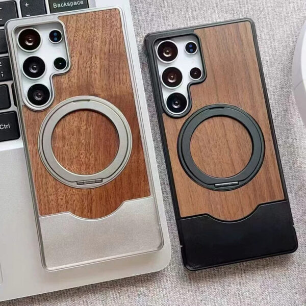 Luxury Premium Walnut Wood Metal Magsafe Wireless Shockproof Cover For Samsung S Series - Image 10