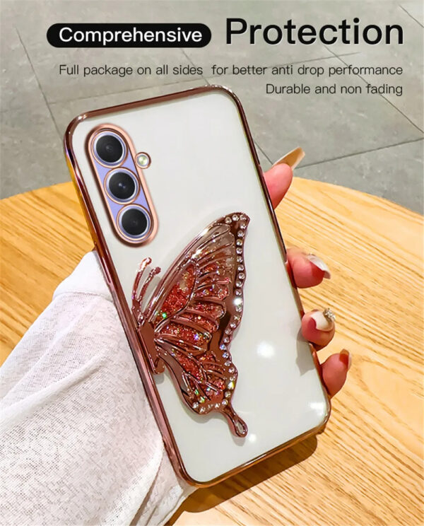 Luxury Premium Gradient Glitter Butterfly Quicksand and 3D Glass Protector for Samsung Galaxy A Series - Image 4