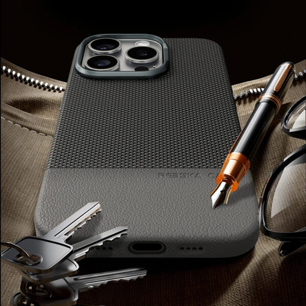Luxury Premium Business Hit Color Relief Leather Wireless Charging Case Cover For iPhone Series - Image 24