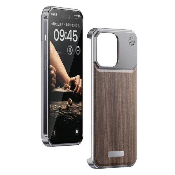 Luxury Premium Metal Frameless Magnetic Aluminum Alloy Wooden Magsafe Wiresss Shockproof Case  Cover For iPhone Series - Image 4