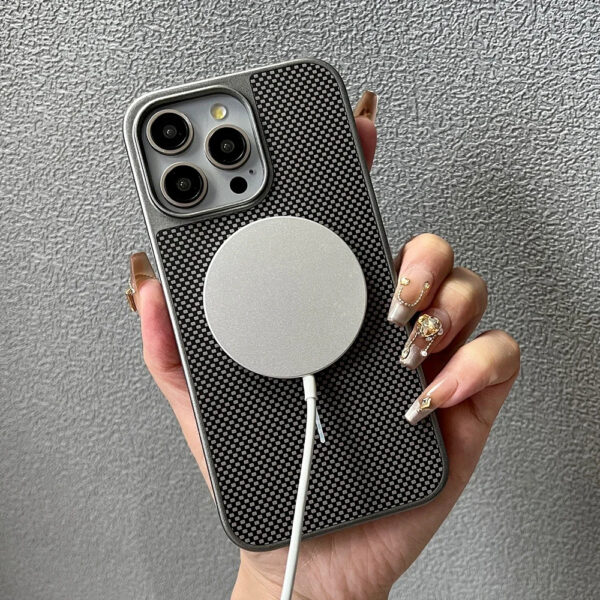 Luxury Premium Magnetic Carbon Fiber Texture MagSafe Phone Case Cover for iPhone 15 Pro Max/16 Pro Max - Image 2