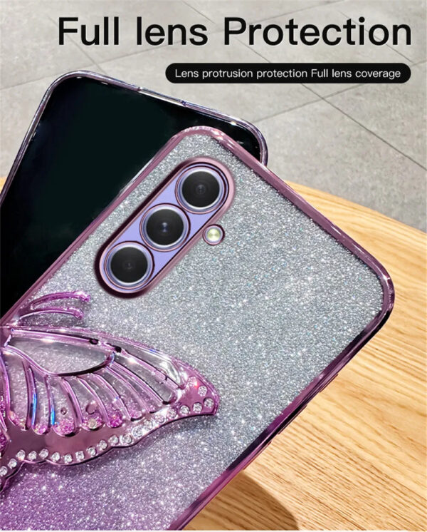 Luxury Premium Gradient Glitter Butterfly Quicksand and 3D Glass Protector for Samsung Galaxy A Series - Image 5