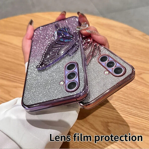 Luxury Premium Gradient Glitter Butterfly Quicksand and 3D Glass Protector for Samsung Galaxy A Series - Image 22