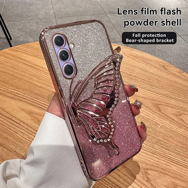 Luxury Premium Gradient Glitter Butterfly Quicksand and 3D Glass Protector for Samsung Galaxy A Series - Image 28
