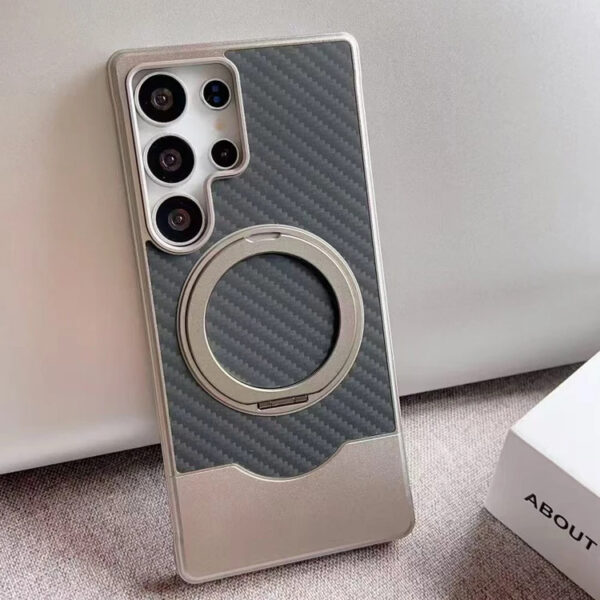 Luxury Premium Walnut Wood Metal Magsafe Wireless Shockproof Cover For Samsung S Series - Image 3