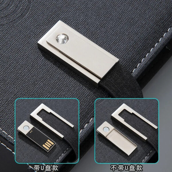 Luxury Premium Business 100 Sheets Notebook With USB Multifunctional 8000mA Wireless Charger - Image 18