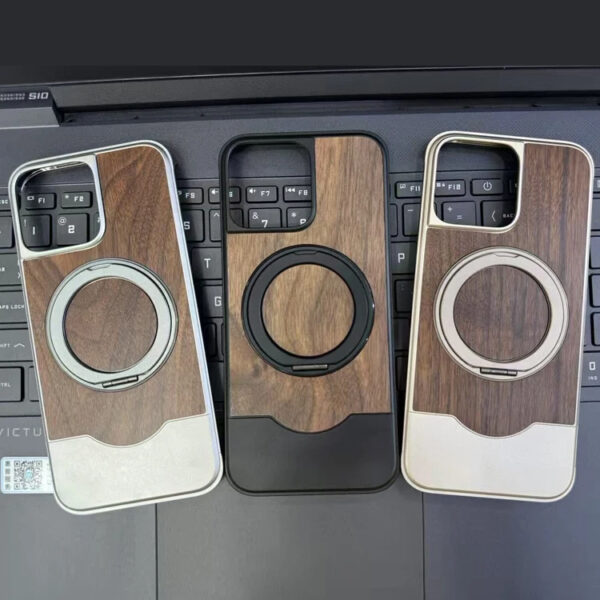 Luxury Premium Walnut Wood Metal Magsafe Wireless Shockproof Cover For Samsung S Series - Image 7