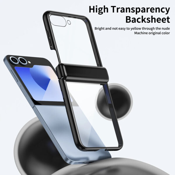 Luxury Premium Transparent With Tempered Glass Protective Film Case For Samsung Z Flip 5/Z Flip 6 - Image 19