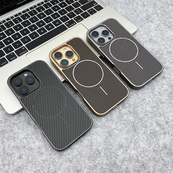 Luxury Premium Magnetic Carbon Fiber Texture MagSafe Phone Case Cover for iPhone 15 Pro Max/16 Pro Max - Image 30
