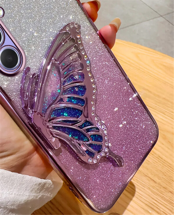 Luxury Premium Gradient Glitter Butterfly Quicksand and 3D Glass Protector for Samsung Galaxy A Series - Image 7