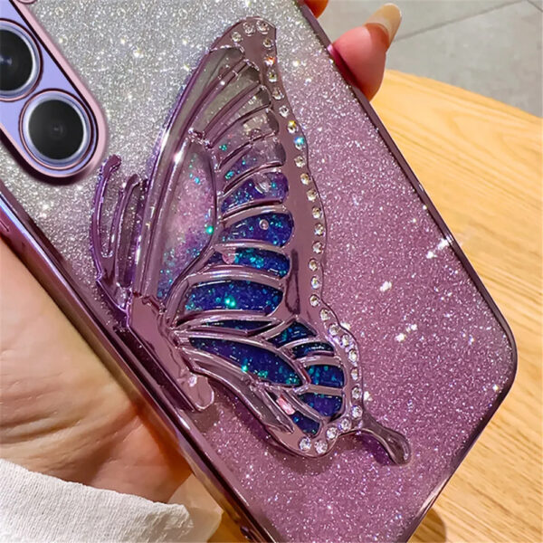 Luxury Premium Gradient Glitter Butterfly Quicksand and 3D Glass Protector for Samsung Galaxy A Series - Image 18