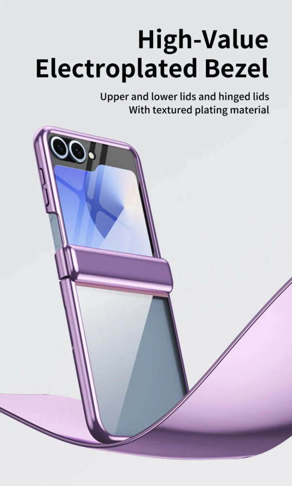 Luxury Premium Transparent With Tempered Glass Protective Film Case For Samsung Z Flip 5/Z Flip 6 - Image 4