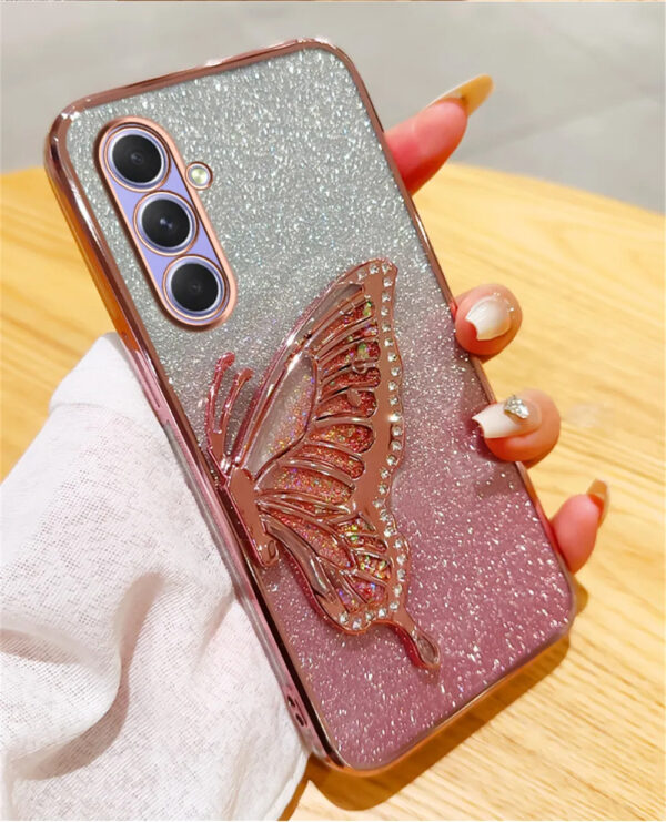 Luxury Premium Gradient Glitter Butterfly Quicksand and 3D Glass Protector for Samsung Galaxy A Series - Image 8