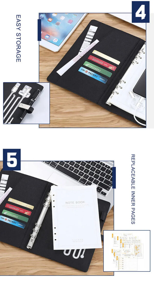 Luxury Premium Business 100 Sheets Notebook With USB Multifunctional 8000mA Wireless Charger - Image 12