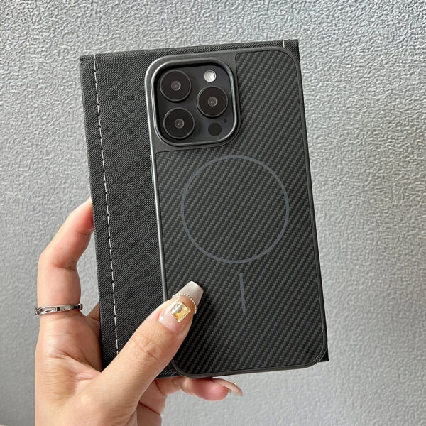 Luxury Premium Magnetic Carbon Fiber Texture MagSafe Phone Case Cover for iPhone 15 Pro Max/16 Pro Max - Image 6