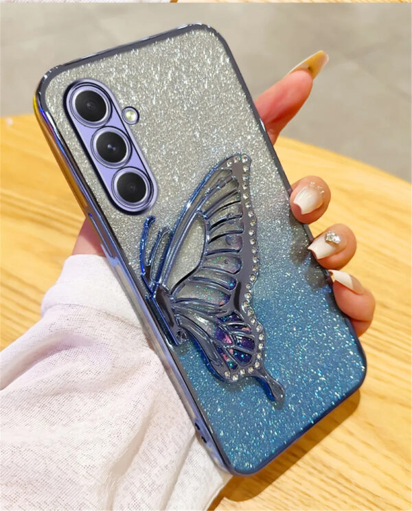 Luxury Premium Gradient Glitter Butterfly Quicksand and 3D Glass Protector for Samsung Galaxy A Series - Image 9