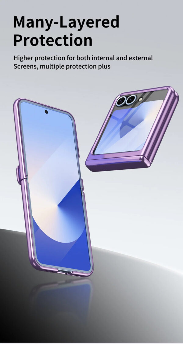 Luxury Premium Transparent With Tempered Glass Protective Film Case For Samsung Z Flip 5/Z Flip 6 - Image 6