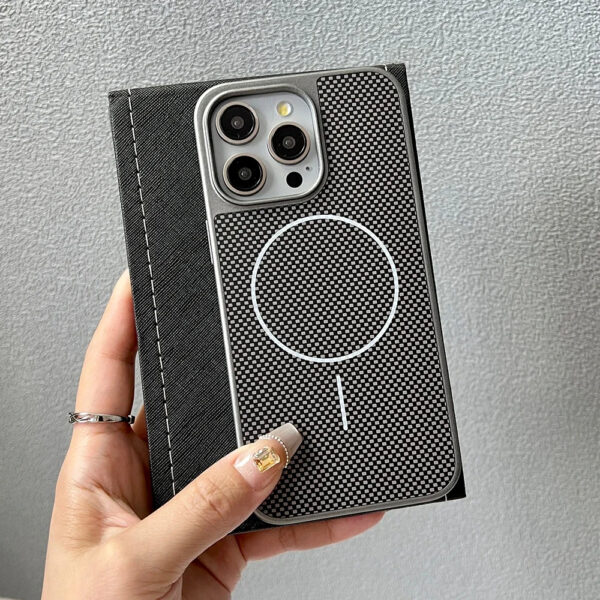 Luxury Premium Magnetic Carbon Fiber Texture MagSafe Phone Case Cover for iPhone 15 Pro Max/16 Pro Max - Image 7