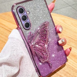 Luxury Premium Gradient Glitter Butterfly Quicksand and 3D Glass Protector for Samsung Galaxy A Series