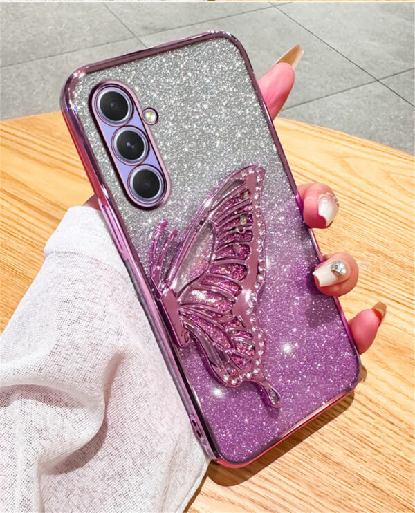 Luxury Premium Gradient Glitter Butterfly Quicksand and 3D Glass Protector for Samsung Galaxy A Series - Image 10