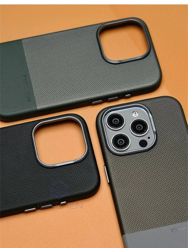 Luxury Premium Business Hit Color Relief Leather Wireless Charging Case Cover For iPhone Series - Image 5