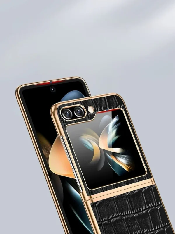 Luxury Premium PU Leather Eletrocplated Croco Pattern Case Cover For Samsung Galaxy Z Flip 5/Z Flip 6 - Image 11