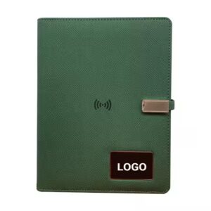 Luxury Premium Business 100 Sheets Notebook With USB Multifunctional 8000mA Wireless Charger - Green