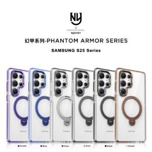 Luxury Premium Fashion Clear Magnetic With Metal 360 Rotation Stand Bumper Shockproof Case For Samsung Galaxy S Series