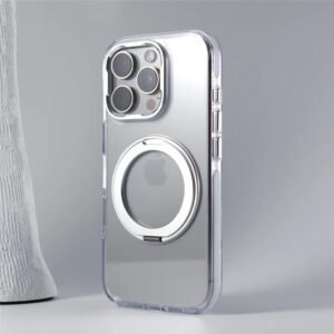 Luxury Premium 360° Rotating Magnetic Holder Magsafe Wireless Charging Transparent Case Cover For iPhone Series