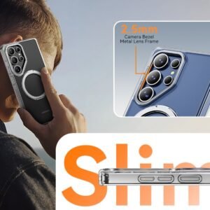 Luxury Premium Fashion Clear Magnetic With Metal 360 Rotation Stand Bumper Shockproof Case For Samsung Galaxy S Series