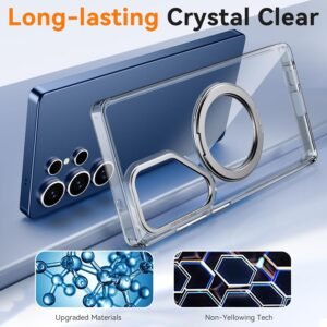 Luxury Premium Fashion Clear Magnetic With Metal 360 Rotation Stand Bumper Shockproof Case For Samsung Galaxy S Series