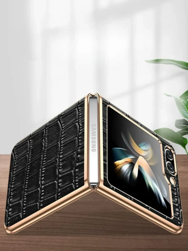 Luxury Premium PU Leather Eletrocplated Croco Pattern Case Cover For Samsung Galaxy Z Flip 5/Z Flip 6 - Image 15