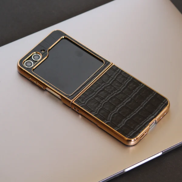Luxury Premium PU Leather Eletrocplated Croco Pattern Case Cover For Samsung Galaxy Z Flip 5/Z Flip 6 - Image 16