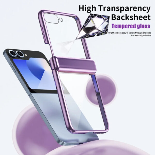 Luxury Premium Transparent With Tempered Glass Protective Film Case For Samsung Z Flip 5/Z Flip 6 - Image 20
