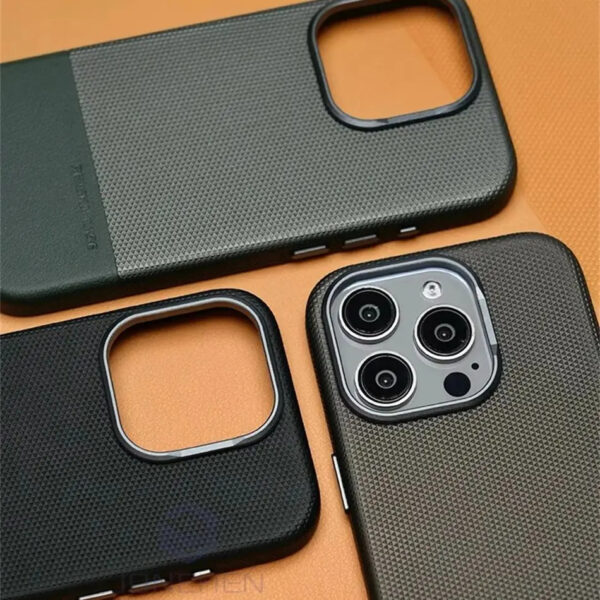 Luxury Premium Business Hit Color Relief Leather Wireless Charging Case Cover For iPhone Series - Image 12