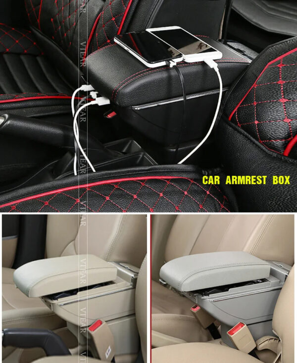 Luxury Premium Microfibre Leather Universal Armrest Centre Console Storage Box - Image 11