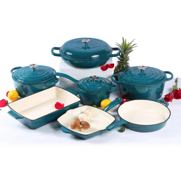 Luxury Premium Modern Design Enamel Cast Iron Cookware High Quality Metal Pans Casserole Set - Image 29