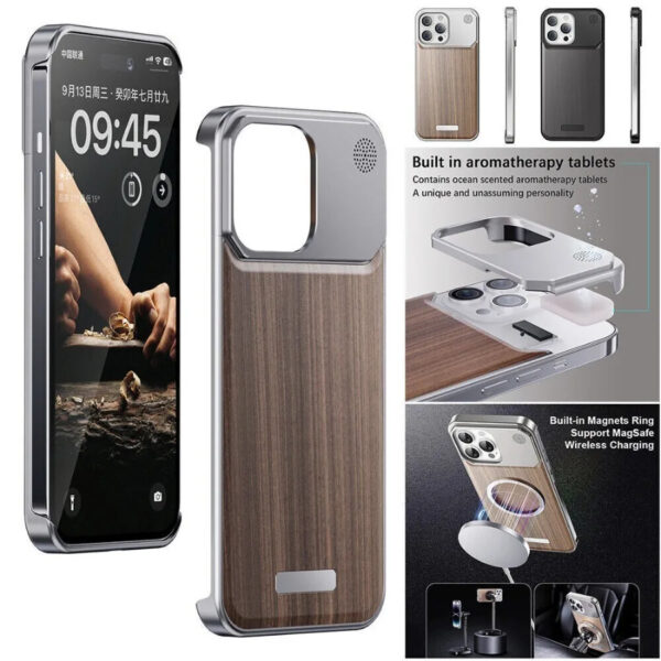 Luxury Premium Metal Frameless Magnetic Aluminum Alloy Wooden Magsafe Wiresss Shockproof Case  Cover For iPhone Series - Image 13