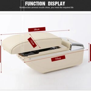 Luxury Premium Microfibre Leather Universal Armrest Centre Console Storage Box - Beige