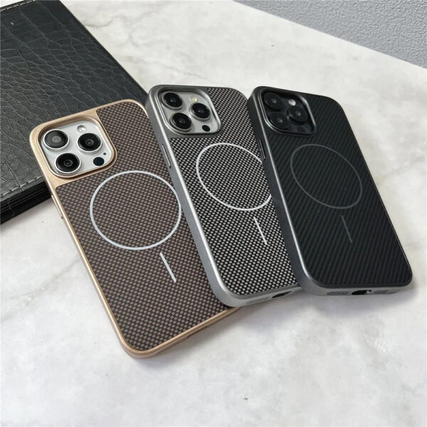 Luxury Premium Magnetic Carbon Fiber Texture MagSafe Phone Case Cover for iPhone 15 Pro Max/16 Pro Max - Image 14