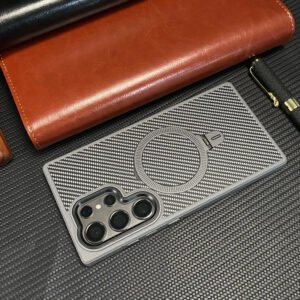 Luxury Premium Carbon Fiber Aluminum Alloy Stand Magnetic Phone Case Cover For Samsung Galaxy S24 Ultra