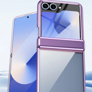 Luxury Premium Transparent With Tempered Glass Protective Film Case For Samsung Z Flip 5/Z Flip 6