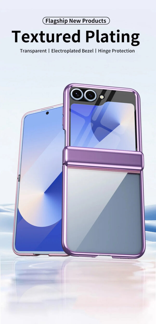 Luxury Premium Transparent With Tempered Glass Protective Film Case For Samsung Z Flip 5/Z Flip 6 - Image 15