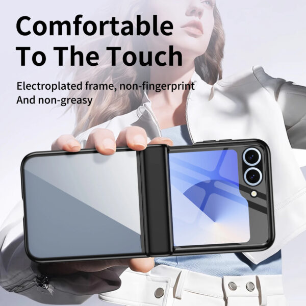 Luxury Premium Transparent With Tempered Glass Protective Film Case For Samsung Z Flip 5/Z Flip 6 - Image 21