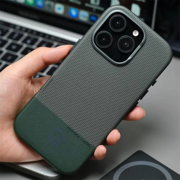 Luxury Premium Business Hit Color Relief Leather Wireless Charging Case Cover For iPhone Series - Image 14