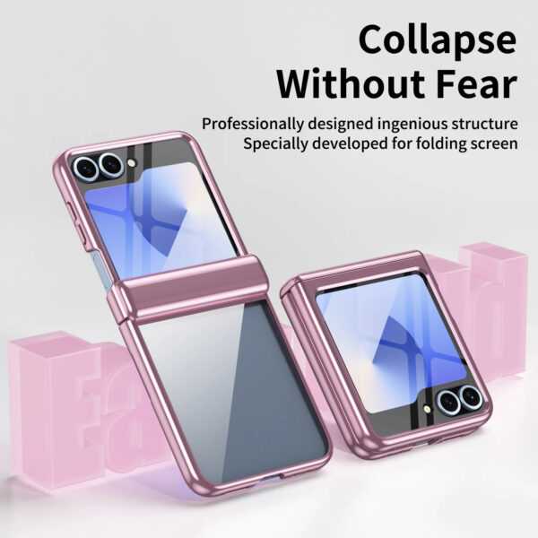 Luxury Premium Transparent With Tempered Glass Protective Film Case For Samsung Z Flip 5/Z Flip 6 - Image 22