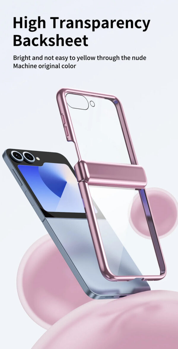 Luxury Premium Transparent With Tempered Glass Protective Film Case For Samsung Z Flip 5/Z Flip 6 - Image 17