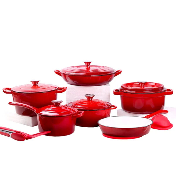 Luxury Premium Modern Design Enamel Cast Iron Cookware High Quality Metal Pans Casserole Set