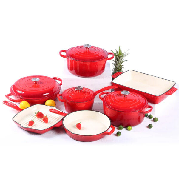 Luxury Premium Modern Design Enamel Cast Iron Cookware High Quality Metal Pans Casserole Set - Image 32