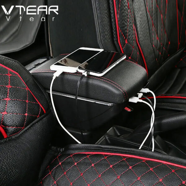 Luxury Premium Microfibre Leather Universal Armrest Centre Console Storage Box - Image 38
